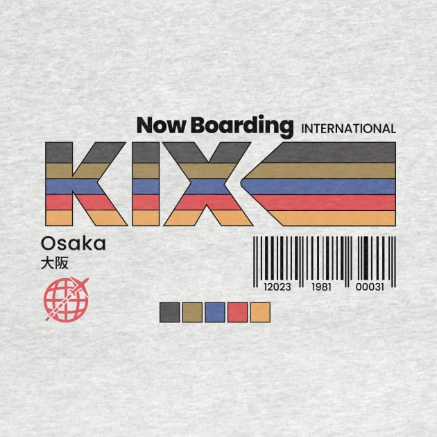 Vintage Osaka KIX Airport Label Retro Travel Japan by Now Boarding